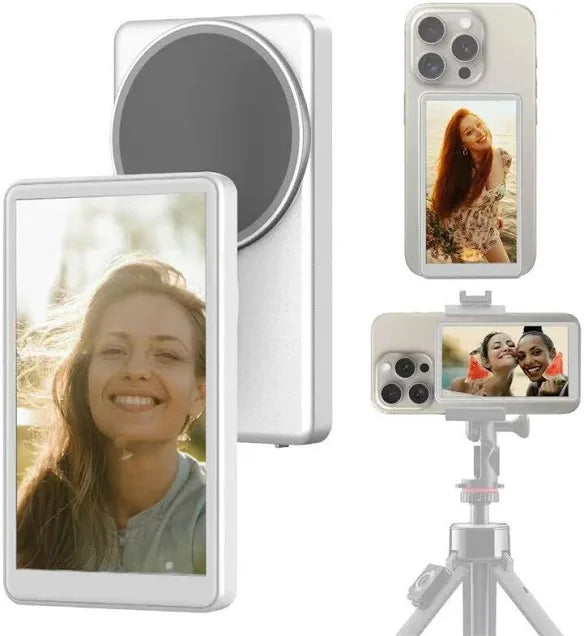 Wireless Magnetic Selfie Screen – Real-Time Mirror Display for iPhone & Android
