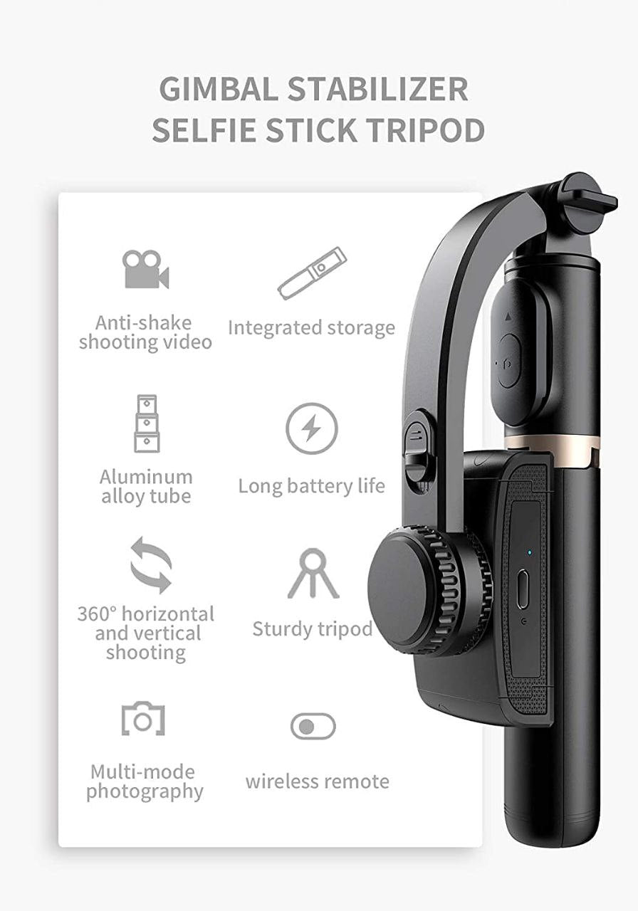 Q08 1-Axis Gimbal Stabilizer ā 3-in-1 Selfie Stick, Tripod & Wireless Camera Stabilizer