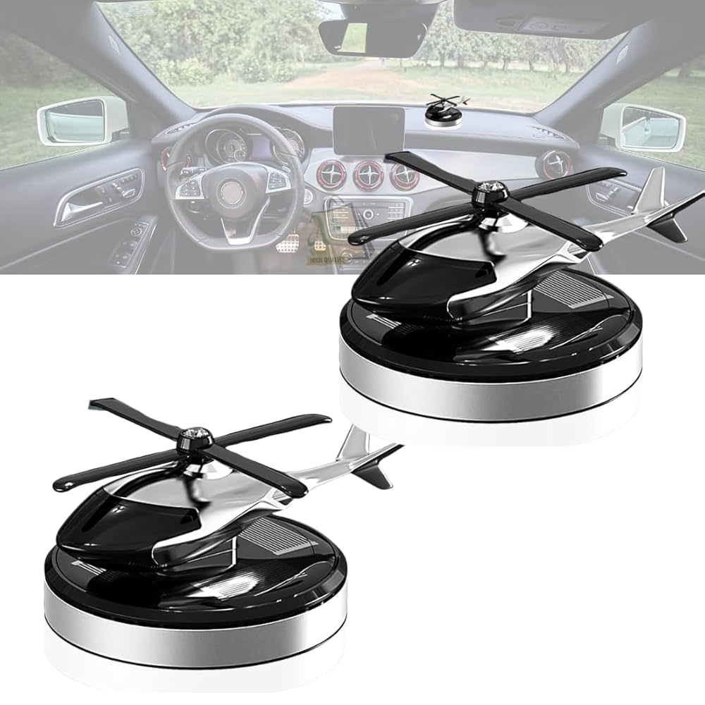 Solar Car Helicopter Air Freshener – Stylish & Functional Dashboard Decor!