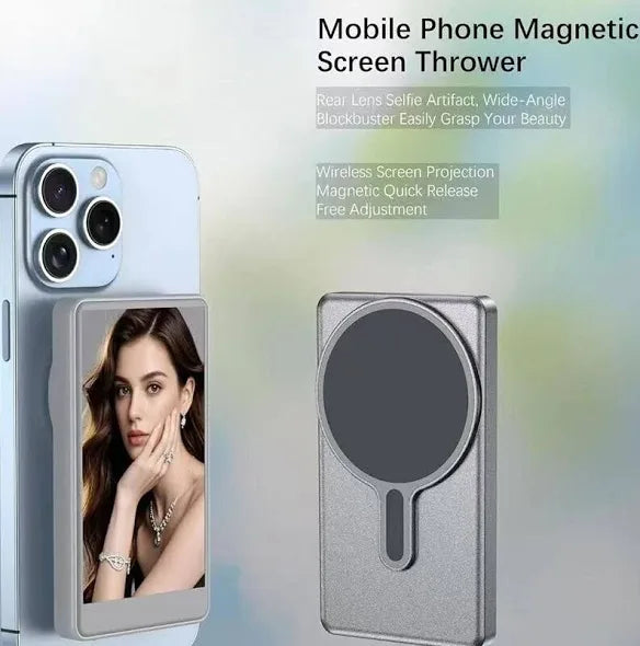 Wireless Magnetic Selfie Screen – Real-Time Mirror Display for iPhone & Android