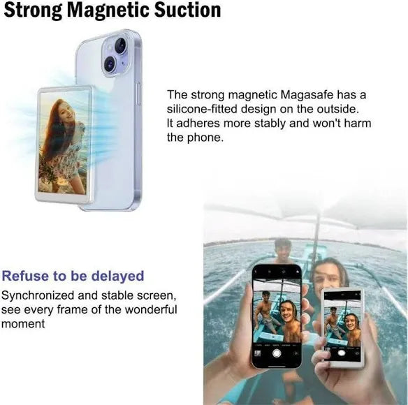 Wireless Magnetic Selfie Screen – Real-Time Mirror Display for iPhone & Android
