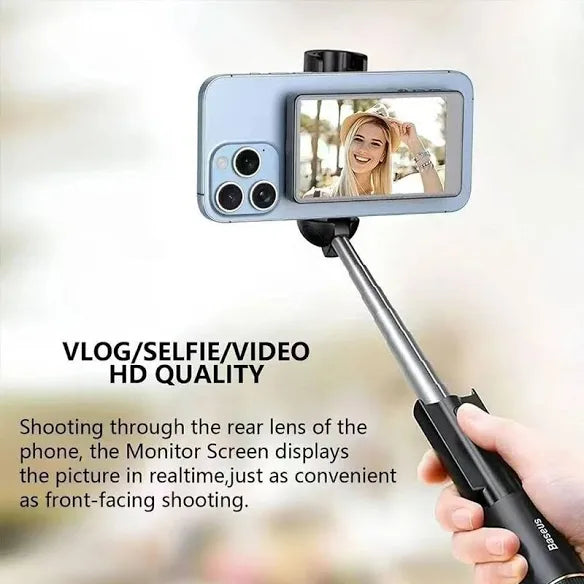 Wireless Magnetic Selfie Screen – Real-Time Mirror Display for iPhone & Android