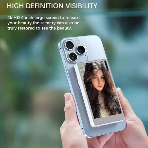 Wireless Magnetic Selfie Screen – Real-Time Mirror Display for iPhone & Android