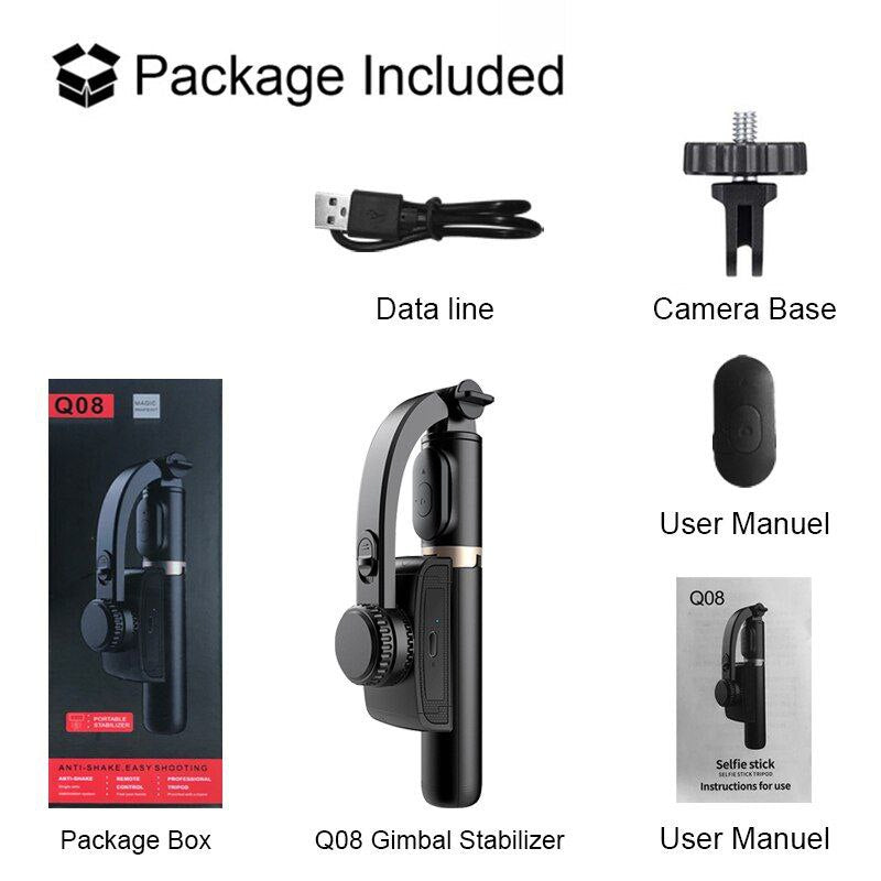Q08 1-Axis Gimbal Stabilizer ā 3-in-1 Selfie Stick, Tripod & Wireless Camera Stabilizer