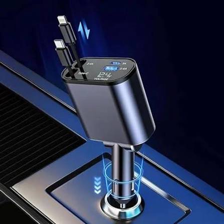120V Car Retractable Charger – Fast, Compact & Tangle-Free